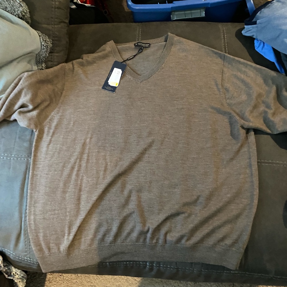 COPY - New 3xb Brown fine merino wool Hart Schaffner Marx long sleeve sweater
